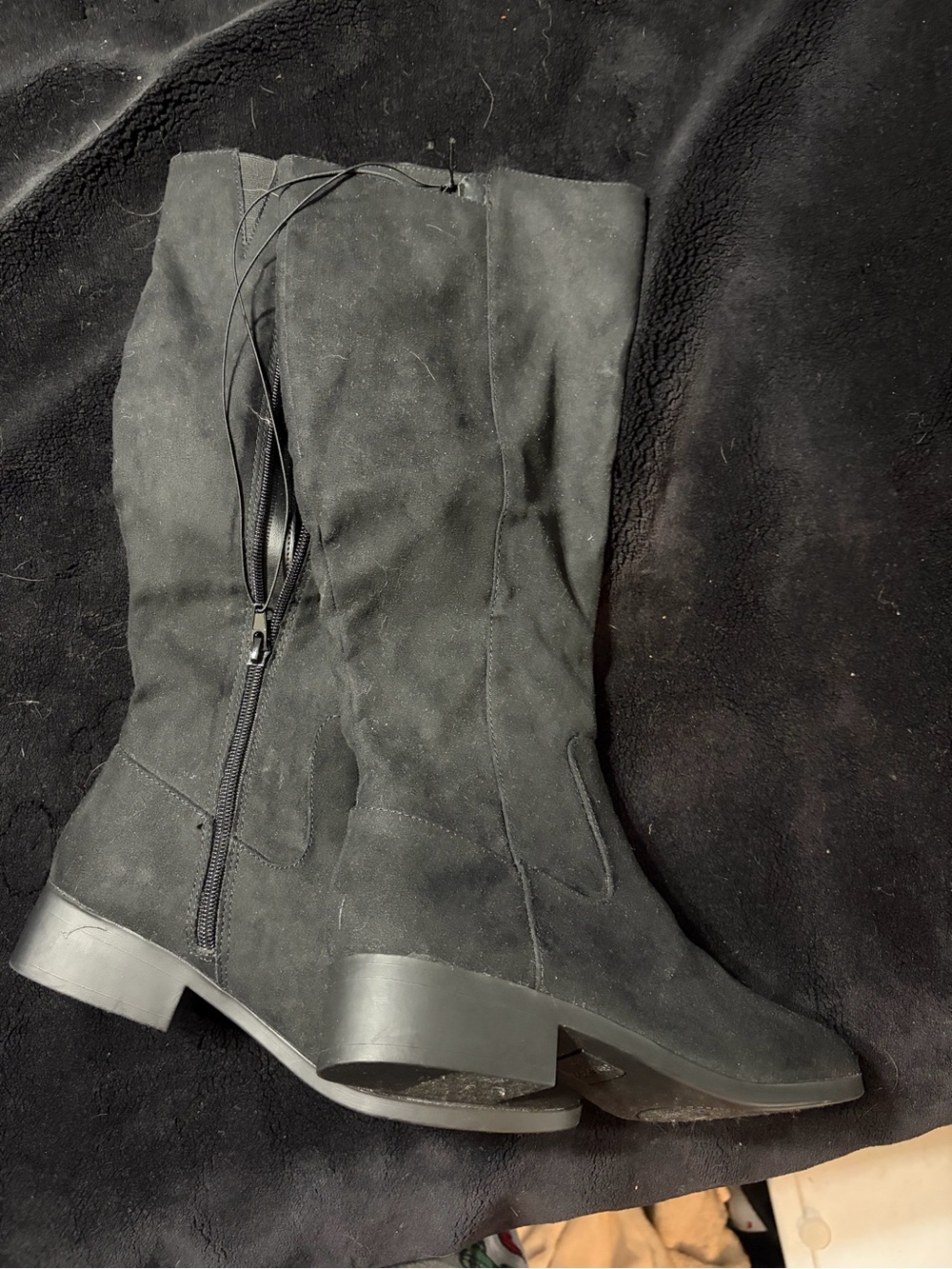 Style&co Women's Black Knee-High Zip Suede-Look Heeled Boots